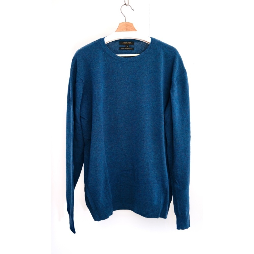 Austin Reed - Merino Lambswool Crewneck Sweater (XL, Blue Melange)